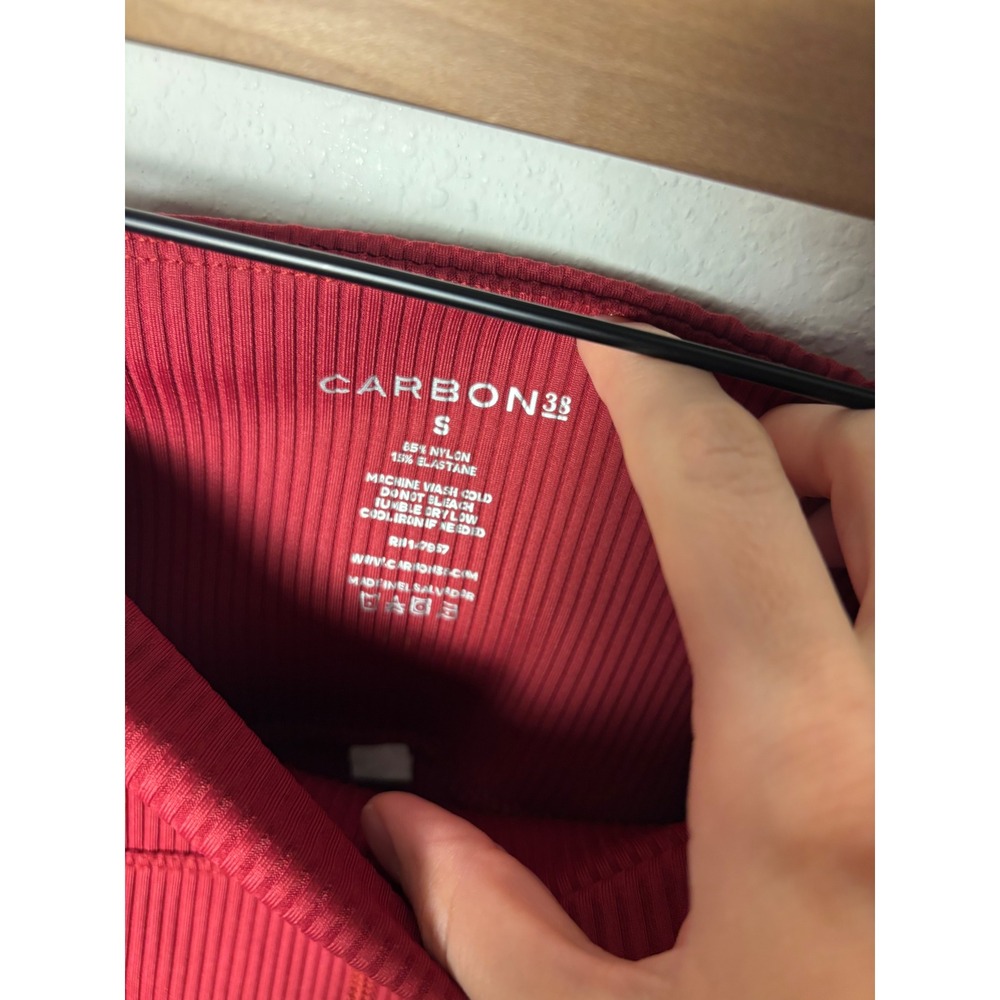 Carbon38 Red Ribbed 7/8 Leggings High Waisted Yoga Pants Small - Picture 2 of 4
